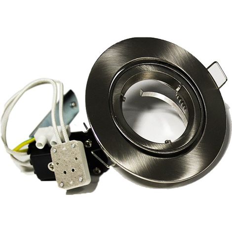 Enchufe para MR16 LED (12V) blanco o de metal cepillado  Color del soporte: Metal cepillado