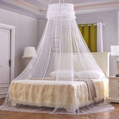 Moustiquaire Grand Lit Dôme 2.5mx9mx0.6m Moustiquaire Ciel de Lit Blanc Filet Anti Moustiquaire Lit 1 Place / 2 Places Moustiquaire à Suspendre Maille Fine pour Enfant Chambre Voyage (1/4)