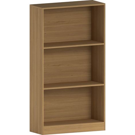 Cambridge 3 Tier Medium Bookcase Shelving Storage Unit, Oak (1/5)