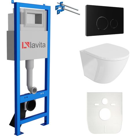 LAVITA WC Set mit Vorwandelement, Wand-WC und Spülknopf (1/5)