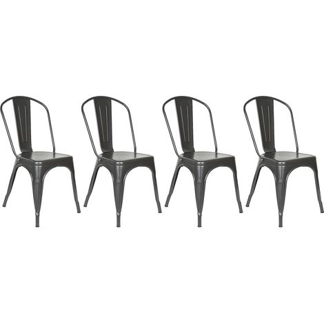 Sillas de Comedor de Metal, Juego de 4, Sillas de Metal de Estilo Industrial, Sillas de Jardín, Gris oscuro (1/5)