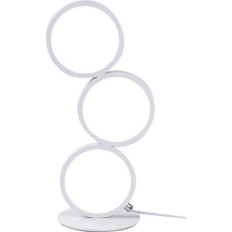LED lampe de table Touch Dimmar Lampe de chevet moderne anneau blanc lampe de bureau blanc chaud 3000K aluminium lampe de nuit avec interrupteur et prise pour chambre salon bureau d'étude, 38cm [Class (1/5)