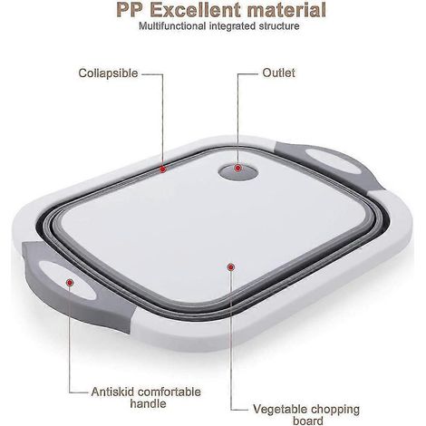 Planche à découper 3 en 1, évier pliable, bassine pliable, panier de rangement pliable (1/5)
