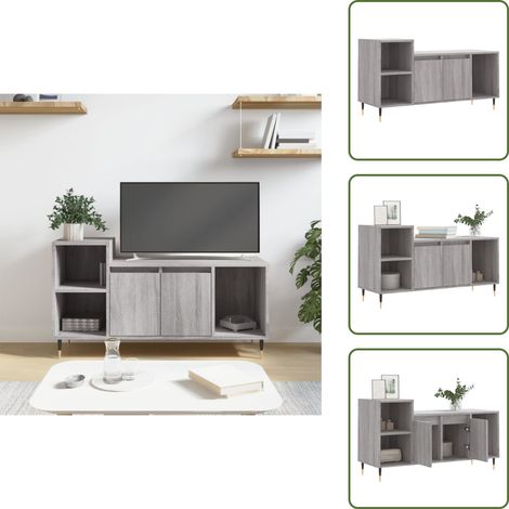 Meuble TV Sonoma gris 100x35x55 cm Bois d'ingénierie - Meubles Tv - Meuble Tv - Support Tv - Unité Tv - Meuble Salle Séjour (1/5)