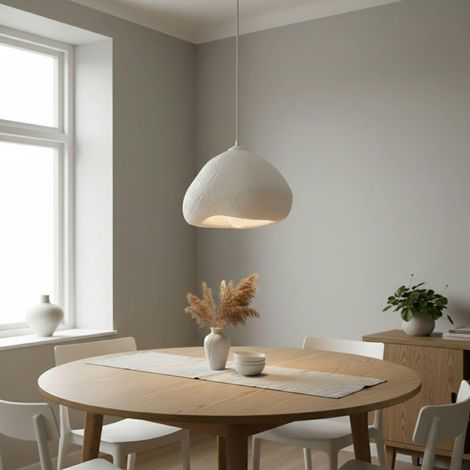 Suspension blanche design organique 1 abat-jour 32 cm NOXIS
