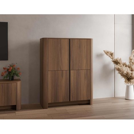 Youri - buffet haut 103 cm effet noyer - 4 portes - effet noyer (1/5)