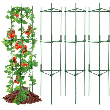 Tuteur Plantes Grimpantes 27x27x160 cm, Treillis pour Plantes Lot de 4 Cages, Support pour Plantes de Jardin (1/5)