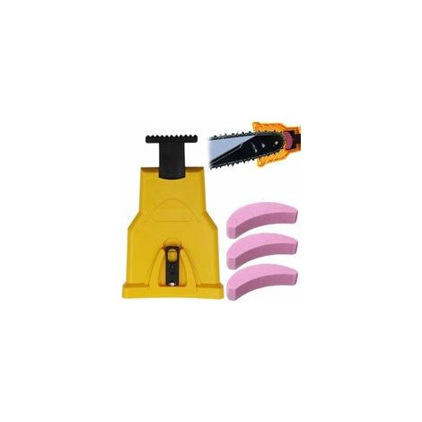 Affûteur de tronçonneuse, ensemble d'affûteur de tronçonneuse avec 3 pierres à aiguiser, outils de travail du bois rapides pour bûcherons, tondeuses à gazon, tronçonneuses (1/5)
