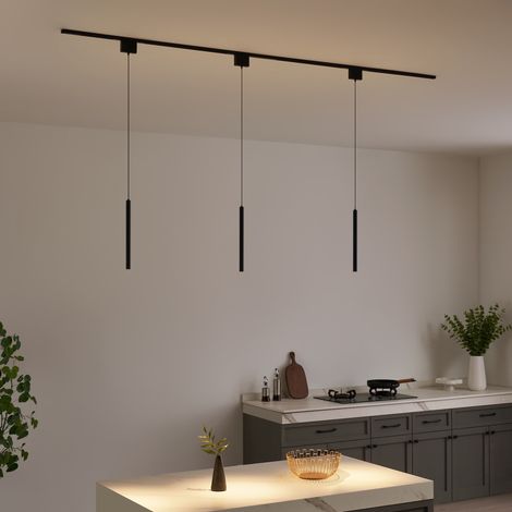 Magnetschienensystem 2 m schwarz mit 3 LED Pendelleuchten 9W - Externer Transformator - Lyne