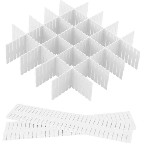 Séparateur de tiroir, organisateur de tiroir réglable Séparateur de tiroir pour sous-vêtements, chaussettes, cosmétiques, fournitures de bureau, blanc, taille : 40.57cm - dix pièces (1/5)