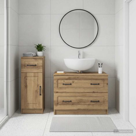 vidaXL 2 Piece Bathroom Cabinet Set UTRECHT Artisan Oak (1/5)