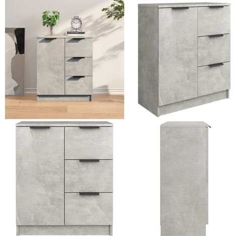 Aparador de madera contrachapada gris hormigón 60x30x70 cm - Aparador gris hormigón - Aparador de madera contrachapada