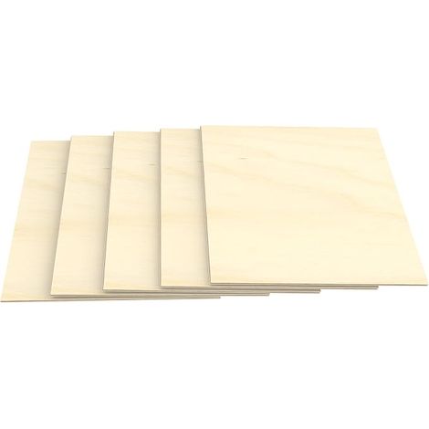5x hoja A5 de contrachapado de abedul de 5 mm (148 mm x 210 mm) panel de madera maciza para bricolaje, marquetería, modelismo, decoración, paneles de contrachapado BB/BB (1/2)