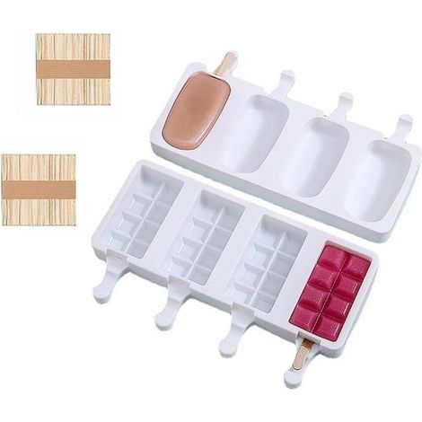 Moldes para cake pops y helados, 100 palitos de madera para crear helados caseros (paquete de 2, blanco)