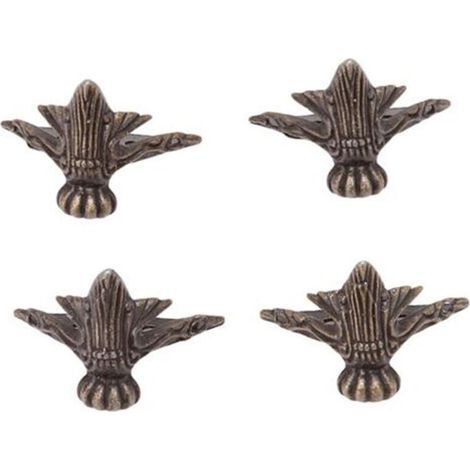 4 pièces Petit Pied d’angle décoratif en metal pour boîte à bijoux, table avec vis Style vintage (1/5)