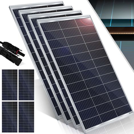 KESSER® Pannello solare monocristallino, Pannello solare - 18 V per batterie da 12 V, Cella solare fotovoltaica, Sistema fotovoltaico, Solare per caravan, Set di 4 - 165 Watt