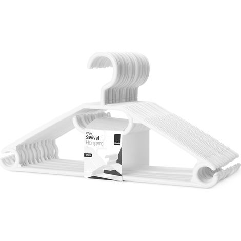 Cintres en Plastique Blanc - Lot de 20, Gain de Place, Robuste, Ceintres Pivotants pour Manteau, Robe, Chemise, Veste, Pantalon I Cintres Antidérapants Crochet Rotatif et Cintre à Cravates (1/5)