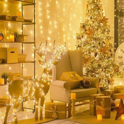 Lichterkette, 6 m, 40 Lichter, für drinnen und draußen, warmweiße Weihnachtslichter, 8 Modi, wasserdichte Lichterkette für Dekorationen (1/3)