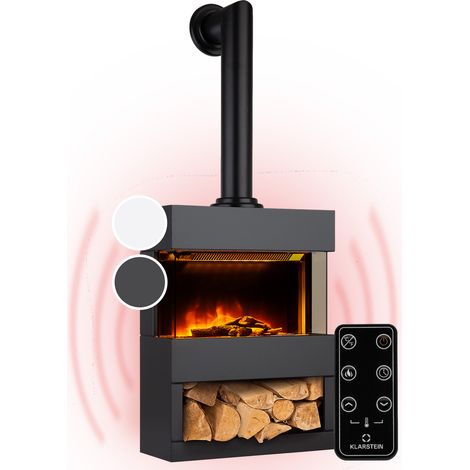 Klarstein Cheminée Electrique d'Intérieur, Chauffage Electrique de 1800W, Fausse Cheminée Decorative avec Effet Flamme en LED, Télécommande Inclus, Programmable, Minuterie, Thermostat Réglable (1/5)
