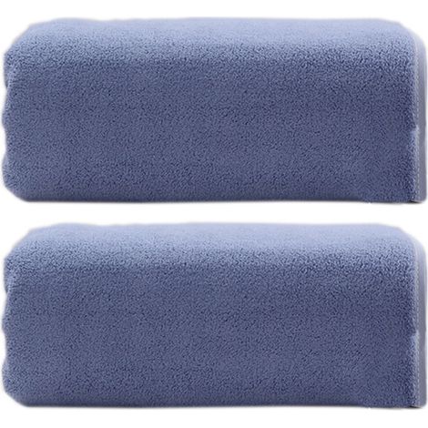 Lot de 2 serviettes de sauna en éponge, 70 x 135 cm, fibre de polyester, serviette de douche, serviette de plage