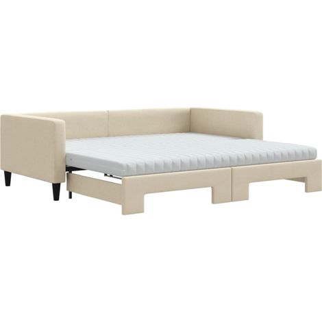 Maison Exclusive - Tagesbett Ausziehbar mit Matratzen Creme 100x2