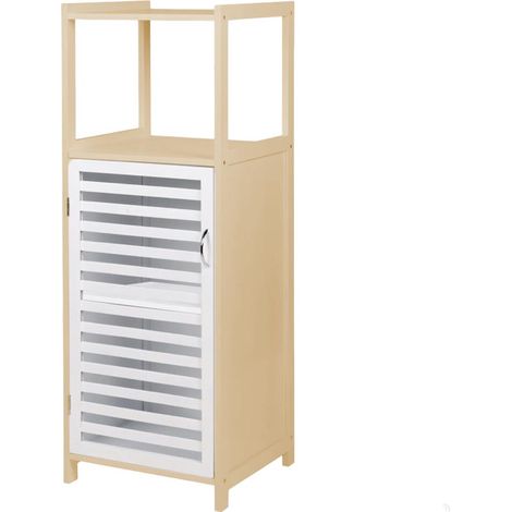 MAURY'S MOBILE CON SPORTELLO MULTIUSO BIANCO E COLORE BAMBOO 36 X 33 X H98 CM (1/2)