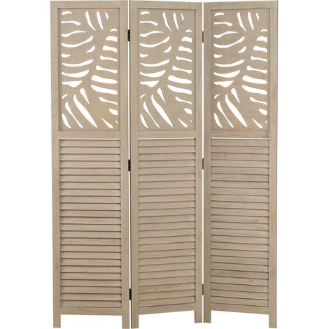 Paravento in legno color sabbia a 3 pannelli 170x120 ideale per separare e decorare il tuo spazio PAR06098