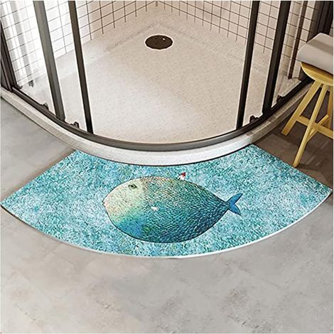 Tapis de bain incurvé, tapis de douche incurvé, tapis de bain incurvé lavable, ab (1/5)