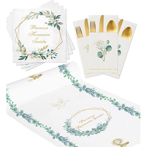 Set per la Prima Comunione: Tovaglia, Tovaglioli, Bustine, Posate (1/5)
