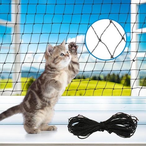 Filet Chat Balcon,Filet de Protection Chat, 4 x 3 m Filet de Protection pour Chat Balcon Sans Percer,Protection Fenetre Chat,Découpable Filet Protection Chat Balcon,pour Balcons,Portes,Fenêtres (1/5)