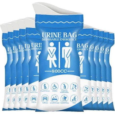 Packung mit 12 Einweg-Urinbeuteln (800 ml), tragbare Notfall-Urinbeutel und Kotzbeutel für Camping und Wandern (1/5)