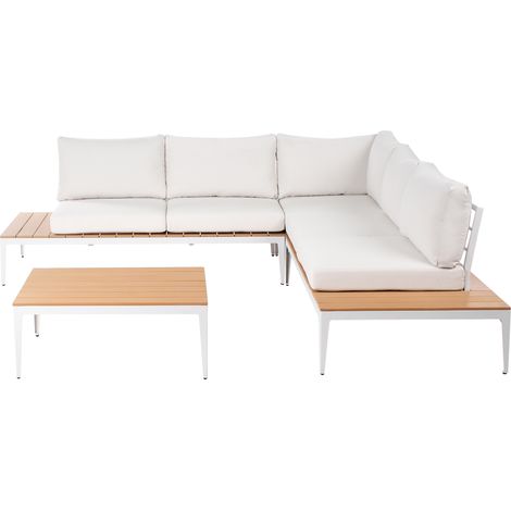Conjunto de jardín moderno muebles de exterior con cojines blanco crema Positano
