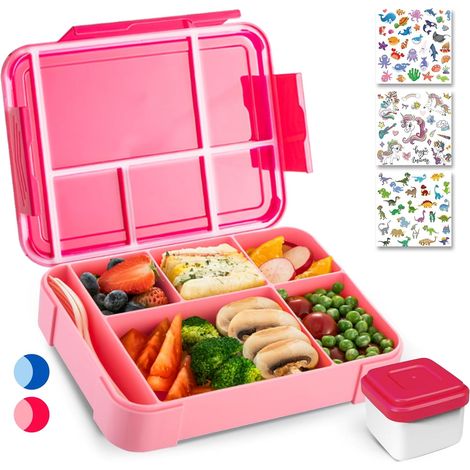 Bento Box Enfant, 1330ml Anti-Fuite avec Couverts, Convient aux Écoles et Pique-Niques, sans BPA (Rose)