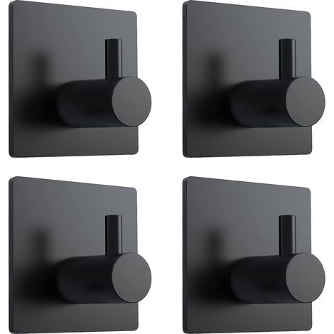 Schwarze, selbstklebende Handtuchhaken (4er-Set), luxuriöses Design, multifunktional, 4,5 x 4,5 cm (1/5)