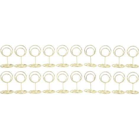 Irovami Lot de 20 porte-numéros de table ronds, stables, en métal électroplaqué, couleur or, pour mariages, fêtes et bureaux. (1/5)