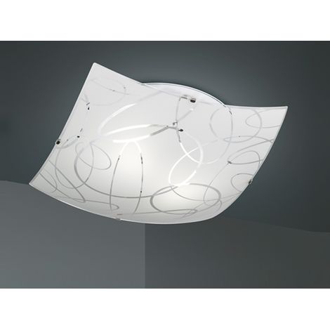 Eckige LED Deckenleuchte DIMMBAR Glas mit modernem Dekor, Quadrat 30cm (1/5)