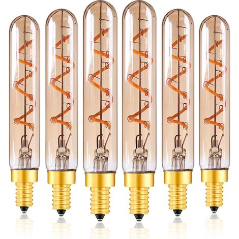 Ampoule LED décorative 2W, T20/T6 E14 Bougeoir Base Filament LED Super Verre Blanc Chaud Ambre 2200K (1/5)
