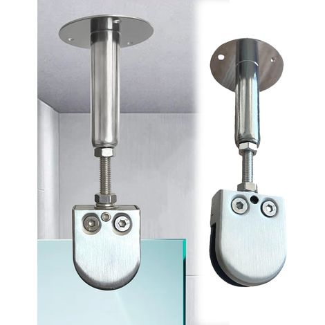 Barres de support paroi douche en verre fixées au plafond (1/5)