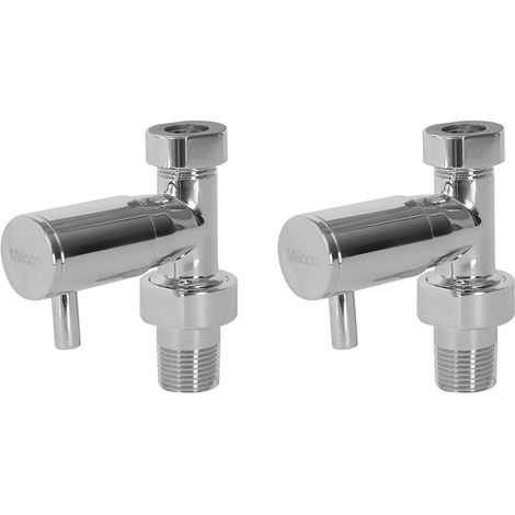 Milano Chrome Straight Heated Towel Rail Radiator Valves - Pair (1/5)