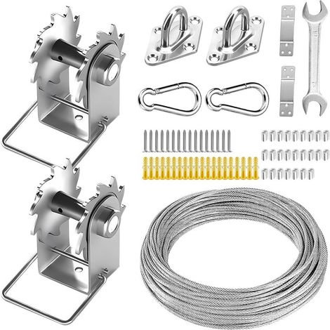 Le kit de matériel de Voile d'ombrage Comprend des treuils et Un cable métallique, kit de matériel en Acier Inoxydable antirouille pour Installation de Voile d'ombrage rectangulaire carrée (1/5)