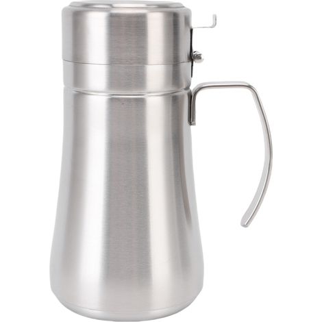 Bottiglia dosatrice per olio d'oliva in acciaio inox, contenitore per aceto, recipiente ermetico con coperchio per cucina e barbecue, 500 ml. (1/5)