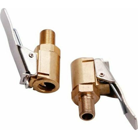 Adattatore per valvola pneumatici auto in 2 pezzi, connettore a clip con punta in ottone da 8 mm per valvola di gonfiaggio di pneumatici di auto o camion -Crezuo