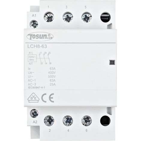 Contactor Modular LCH8-25 3P 25A 3NO – Control de Carga Trifásica con 3 Contactos Abiertos (NO)