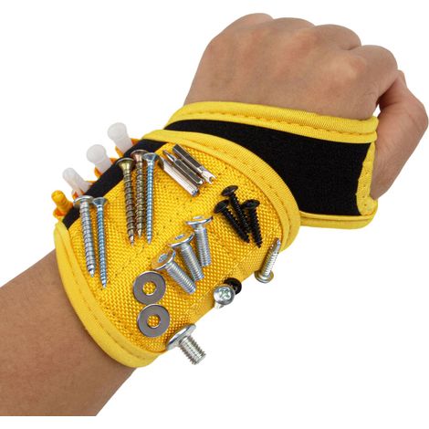 Magnetarmband mit extrem starken Magneten, die Schrauben, Nägel und Bohrer halten. Einzigartiges Design für optimalen Halt am Handgelenk. Ein ebenso praktisches wie geniales Gadget.