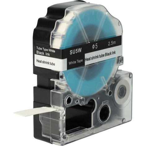 vhbw Label Tape Replacement for Epson LK-4WBA5, SU5W for Label Printer Black on White, Heat Shrink Tape, 5 mm (1/4)