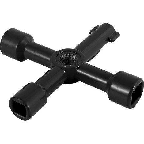 Clé multifonction 4 voies, applicable pour l'ouverture des armoires de compteurs d'eau et de gaz électriques, clé multifonction, clé universelle 4 voies (1/5)