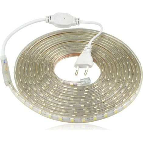 Ruban à LED, Bande LED Etanche, Lumineux Bandeau Led 220v, 5050 IP65 Etanche Bande Strip Led, Blanc chaud (6m) (1/5)