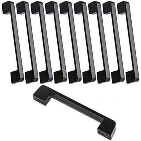 Poignées de meuble cuisine noires carrées – Lot de 10 pièces, entraxe 160 mm, pour tiroirs, armoires et bureaux modernes (1/5)