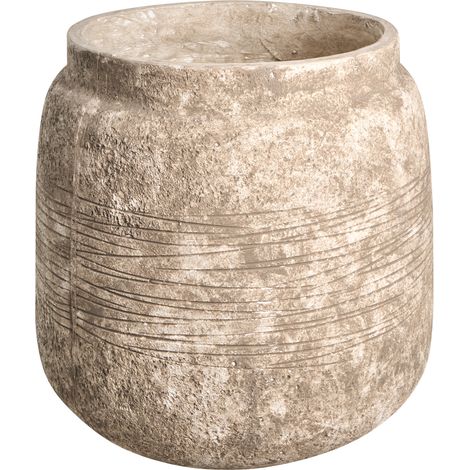 Maceta para exterior e interior de mezcla de arcilla y fibras redonda 44 x 44 x 43 cm alta pintada beige Argostoli (1/5)
