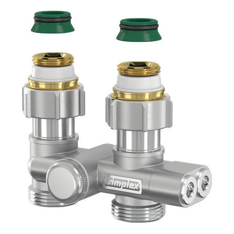 Simplex Einrohr-Umlenkstück für vertauschten Vor- und Rücklauf 3/4" Eurokonus Durchgangsform F10465 (1/3)